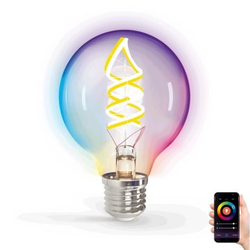 LED RGBW Stmívatelná žárovka FILAMENT G80 E27/4,9W/230V 2700K Wi-Fi - Aigostar