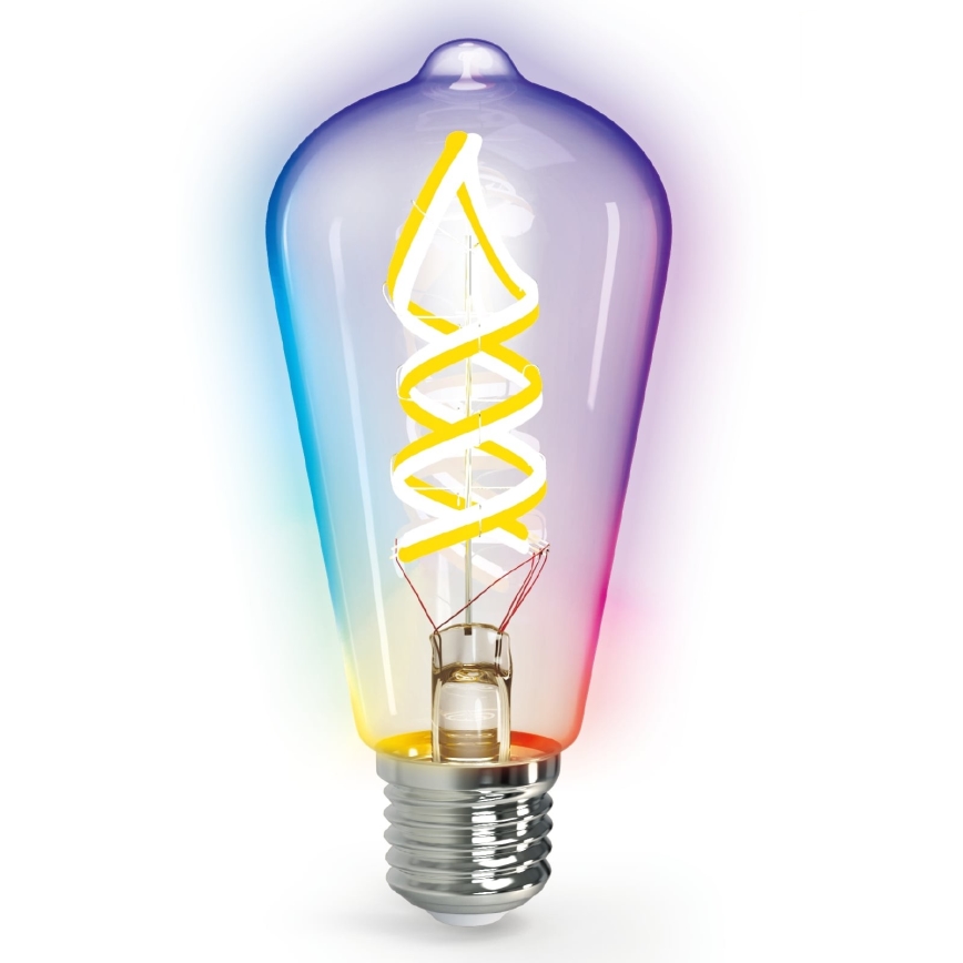 LED RGBW Stmívatelná žárovka FILAMENT MESH Smart ST64 E27/4,9W/230V 2700-6500K - Aigostar