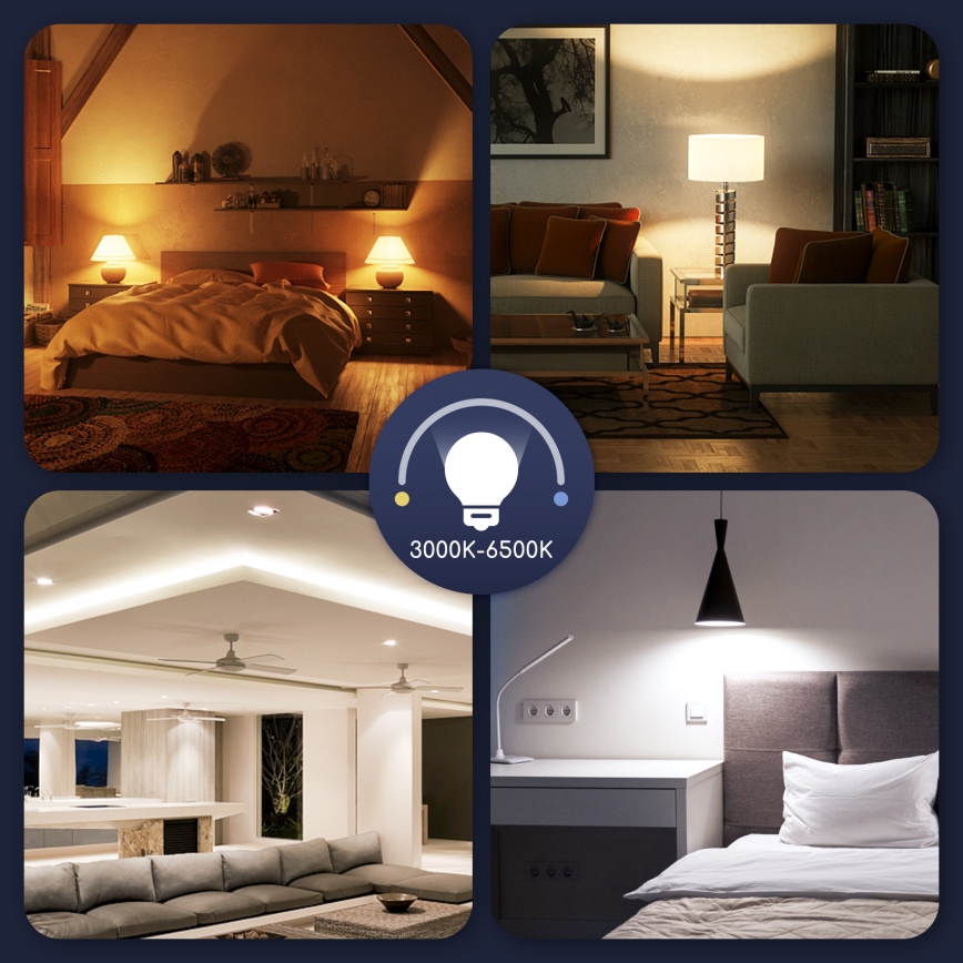 LED RGBW Stmívatelná žárovka G45 E27/5W/230V 3000-6500K Wi-Fi - Aigostar