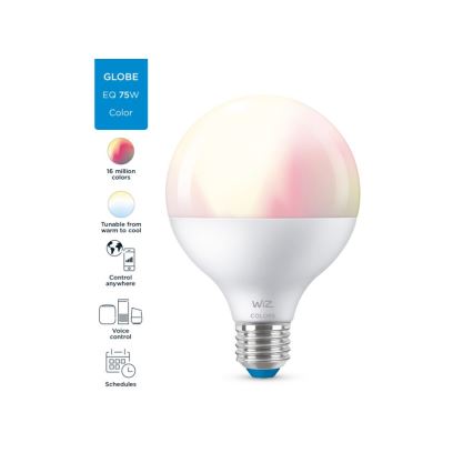 LED RGBW Stmívatelná žárovka G95 E27/11W/230V 2200-6500K CRI 90 Wi-Fi - WiZ