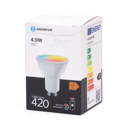 LED RGBW Stmívatelná žárovka GU10/4,9W/230V 2700-6500K Wi-Fi - Aigostar