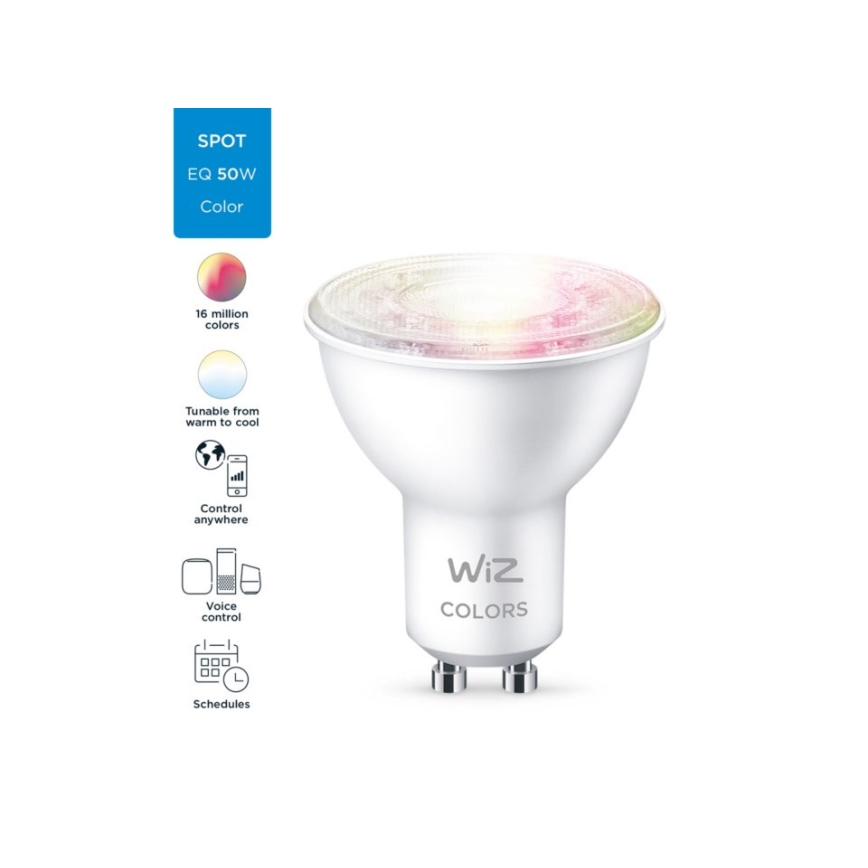 LED RGBW Stmívatelná žárovka PAR16 GU10/4,7W/230V 2200-6500K CRI 90 Wi-Fi - WiZ