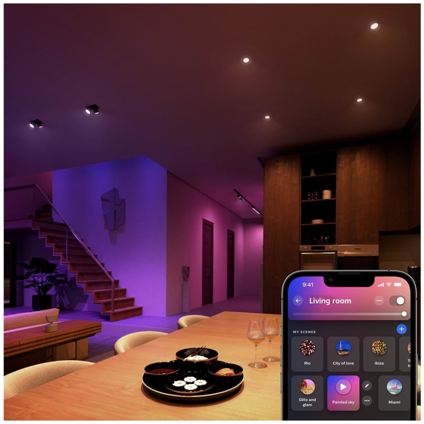 LED RGBW Stmívatelná žárovka Philips Hue White And Color Ambiance GU5,3/MR16/6,3W/12V 2000-6500K