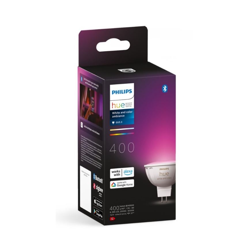 LED RGBW Stmívatelná žárovka Philips Hue White And Color Ambiance GU5,3/MR16/6,3W/12V 2000-6500K