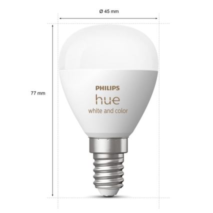 LED RGBW Stmívatelná žárovka Philips Hue White And Color Ambiance P45 E14/5,1W/230V 2000-6500K