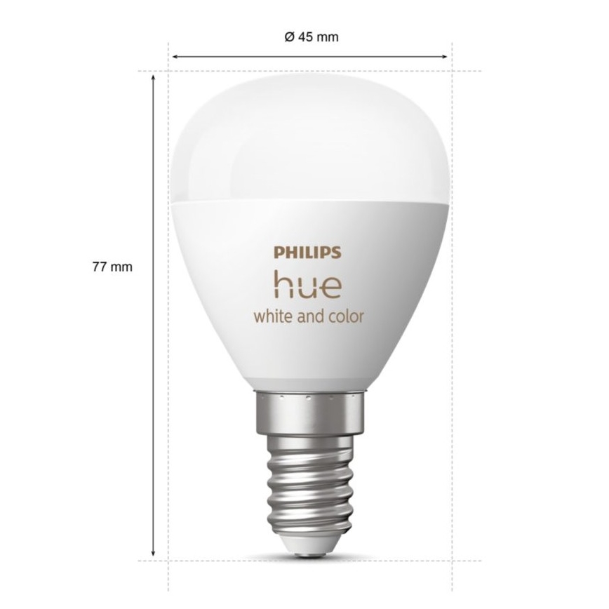 LED RGBW Stmívatelná žárovka Philips Hue White And Color Ambiance P45 E14/5,1W/230V 2000-6500K