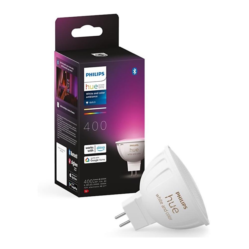 LED RGBW Stmívatelná žárovka Philips Hue White And Color Ambiance GU5,3/MR16/6,3W/12V 2000-6500K