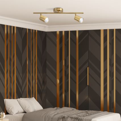 LED RGBW Stmívatelné bodové svítidlo GOLDI 2xGU10/6W/230V 3000K zlatá + dálkové ovládání