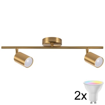 LED RGBW Stmívatelné bodové svítidlo GOLDIE 2xGU10/4,8W/230V 3000K zlatá + dálkové ovládání