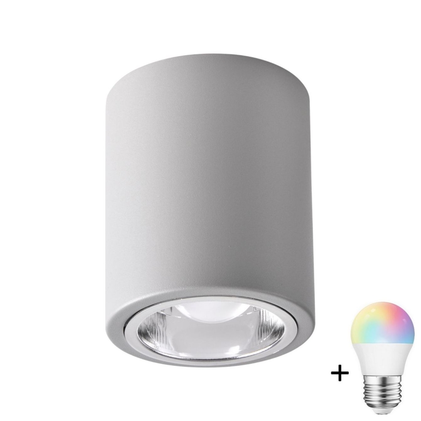 LED RGBW Stmívatelné bodové svítidlo JUPITER 1xE27/6,5W/230V 2700-6500K Wi-Fi pr. 9,8 cm šedá