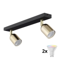 LED RGBW Stmívatelné bodové svítidlo TOP 2xGU10/6,5W/230V 2700-6500K černá/zlatá