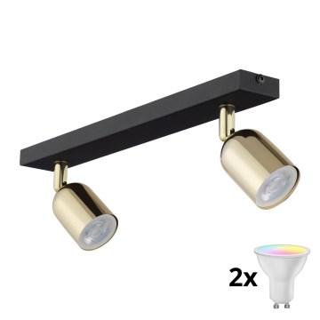 LED RGBW Stmívatelné bodové svítidlo TOP 2xGU10/6,5W/230V 2700-6500K černá/zlatá