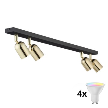 LED RGBW Stmívatelné bodové svítidlo TOP 4xGU10/6,5W/230V 2700-6500K černá/zlatá