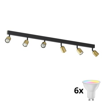 LED RGBW Stmívatelné bodové svítidlo TOP 6xGU10/6,5W/230V 2700-6500K zlatá/černá