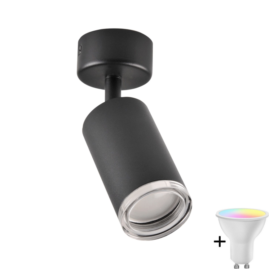 LED RGBW Stmívatelné koupelnové bodové svítidlo TURYN 1xGU10/6,5W/230V 2700-6500K Wi-Fi IP44 černá