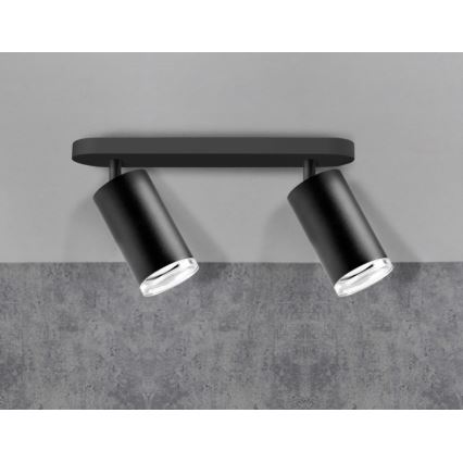 LED RGBW Stmívatelné koupelnové bodové svítidlo TURYN 2xGU10/4,8W/230V 3000K IP44 černá + dálkové ovládání