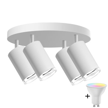 LED RGBW Stmívatelné koupelnové bodové svítidlo TURYN 4xGU10/4,8W/230V 3000K IP44 bílá + dálkové ovládání