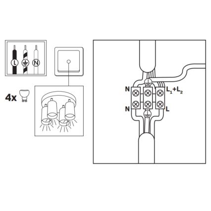 LED RGBW Stmívatelné koupelnové bodové svítidlo TURYN 4xGU10/4,8W/230V 3000K IP44 černá + dálkové ovládání