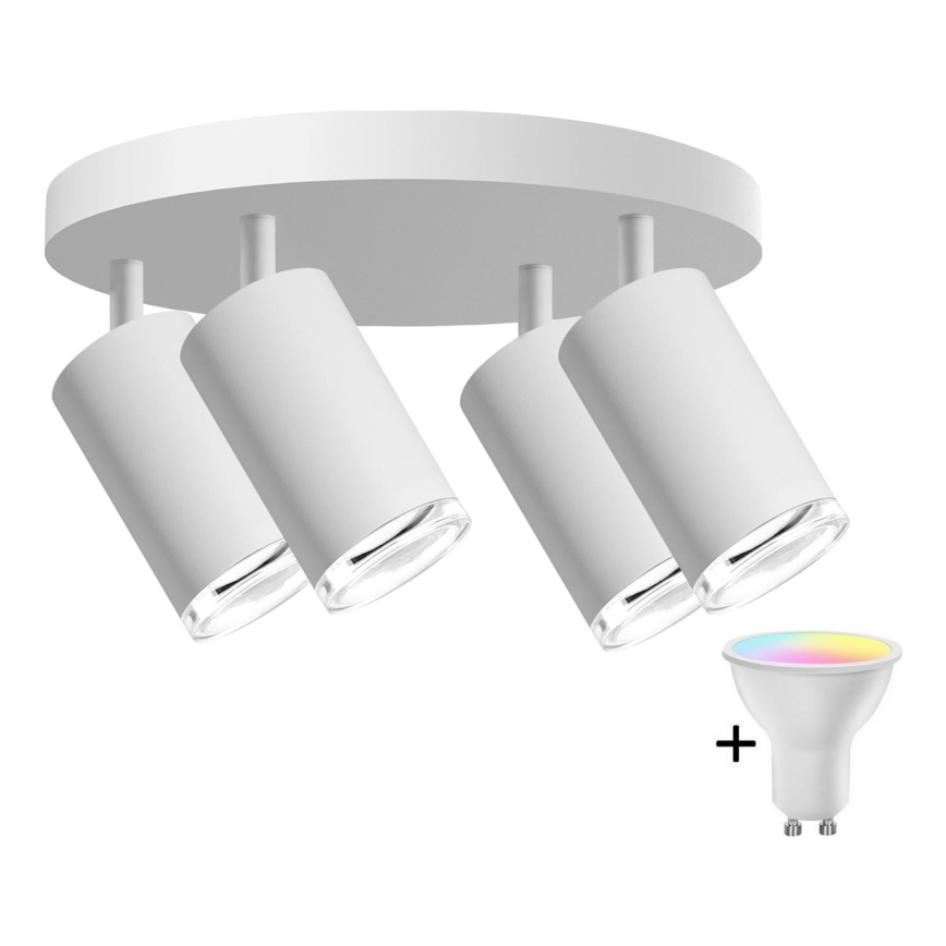 LED RGBW Stmívatelné koupelnové bodové svítidlo TURYN 4xGU10/6,5W/230V 2700-6500K Wi-Fi IP44 bílá