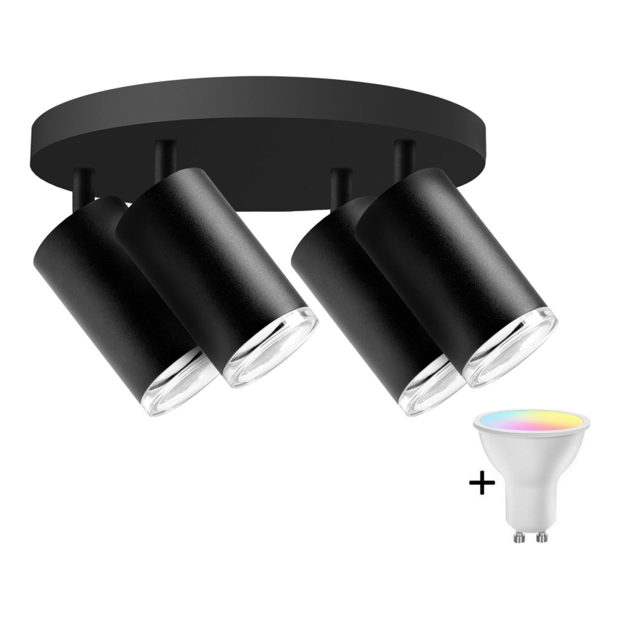 LED RGBW Stmívatelné koupelnové bodové svítidlo TURYN 4xGU10/6,5W/230V 2700-6500K Wi-Fi IP44 černá