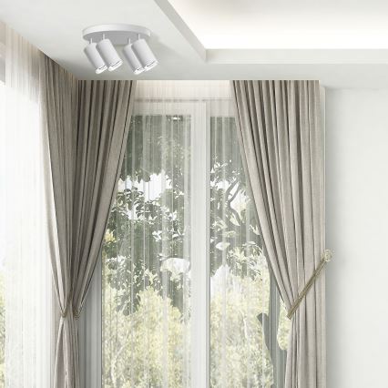 LED RGBW Stmívatelné koupelnové bodové svítidlo TURYN 4xGU10/6W/230V 3000K IP44 bílá + dálkové ovládání