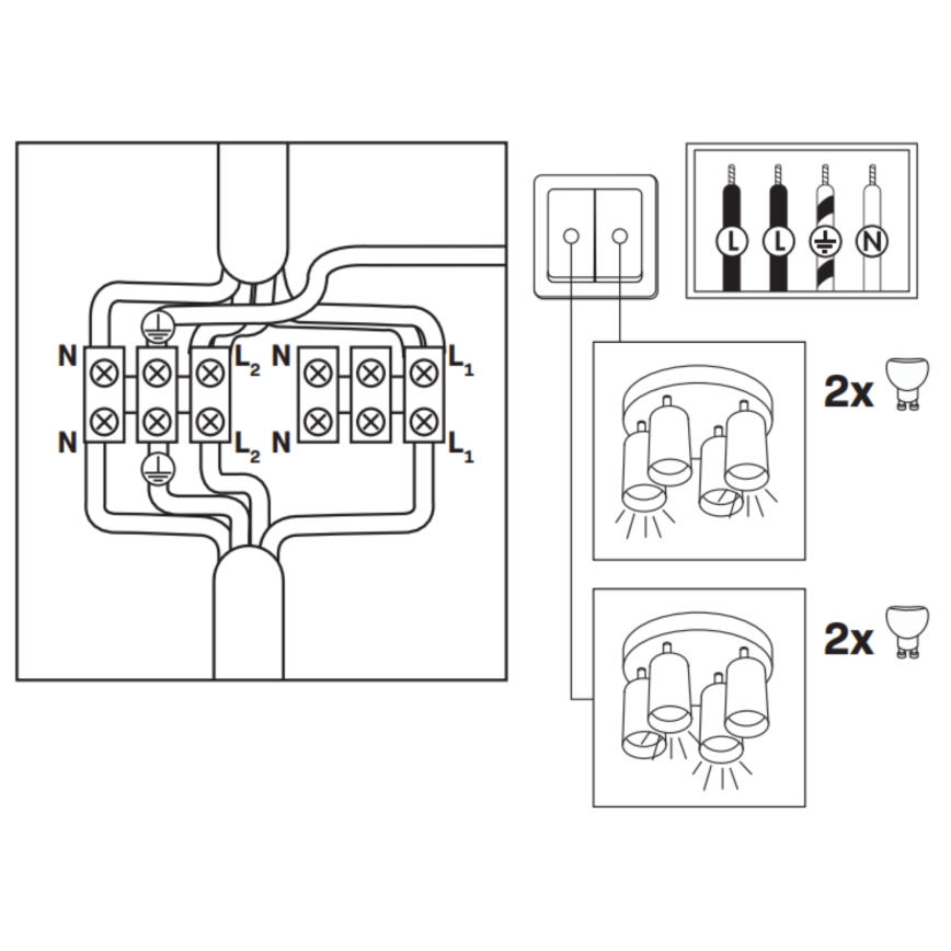 LED RGBW Stmívatelné koupelnové bodové svítidlo TURYN 4xGU10/6W/230V 3000K IP44 bílá + dálkové ovládání