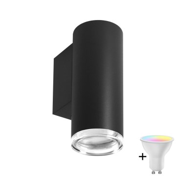 LED RGBW Stmívatelné koupelnové nástěnné svítidlo TURYN 1xGU10/6W/230V 3000K IP44 černá + dálkové ovládání