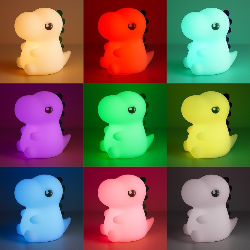 LED RGBW Stmívatelné nabíjecí dotykové dětské noční světlo DINO LED/1W/5V 1200 mAh