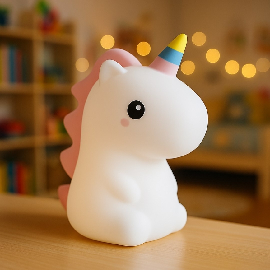 LED RGBW Stmívatelné nabíjecí dotykové dětské noční světlo UNICORN LED/1W/5V 1200 mAh
