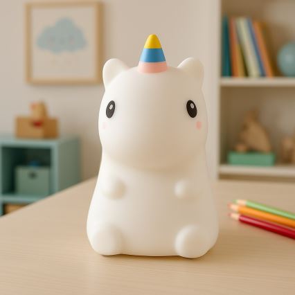 LED RGBW Stmívatelné nabíjecí dotykové dětské noční světlo UNICORN LED/1W/5V 1200 mAh