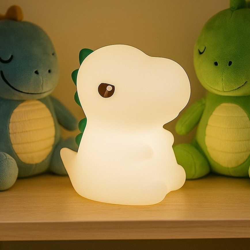LED RGBW Stmívatelné nabíjecí dotykové dětské noční světlo DINO LED/1W/5V 1200 mAh