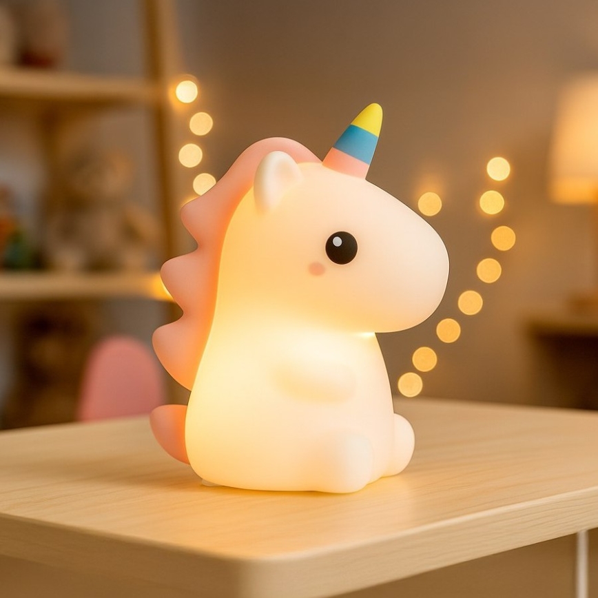 LED RGBW Stmívatelné nabíjecí dotykové dětské noční světlo UNICORN LED/1W/5V 1200 mAh