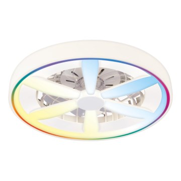 LED RGBW Stmívatelné stropní svítidlo s ventilátorem MALAWI LED/48W/230V 3000-6500K bílá + dálkové ovládání