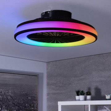 LED RGBW Stmívatelné stropní svítidlo s ventilátorem PLAVE LED/48W/230V 3000/4000/6500K + dálkové ovládání