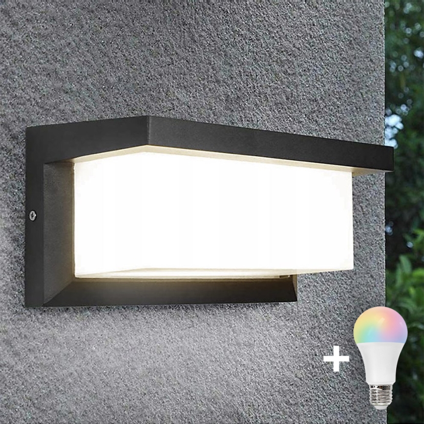 LED RGBW Stmívatelné venkovní nástěnné svítidlo NEELY 1xE27/9W/230V 2700-6500K IP54 Wi-Fi antracit
