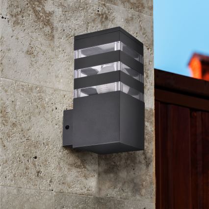 LED RGBW Stmívatelné venkovní nástěnné svítidlo TEKSAS 1xE27/12W/230V 2700-6500K Wi-Fi IP44 antracit