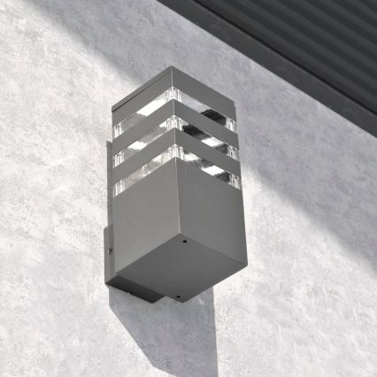 LED RGBW Stmívatelné venkovní nástěnné svítidlo TEKSAS 1xE27/9W/230V 2700-6500K Wi-Fi IP44 antracit