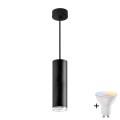 LED RGBW Stmívatelný koupelnový lustr na lanku TURYN 1xGU10/6,5W/230V 2700-6500K Wi-Fi IP44 černá