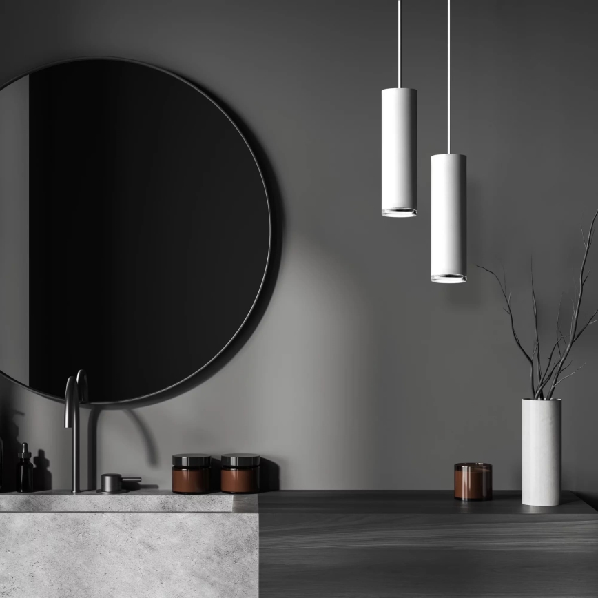 LED RGBW Stmívatelný koupelnový lustr na lanku TURYN 1xGU10/6W/230V 3000K Wi-Fi IP44 bílá