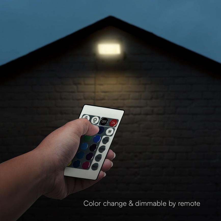 LED RGBW Stmívatelný reflektor LED/30W/230V IP65 šedá + dálkové ovládání