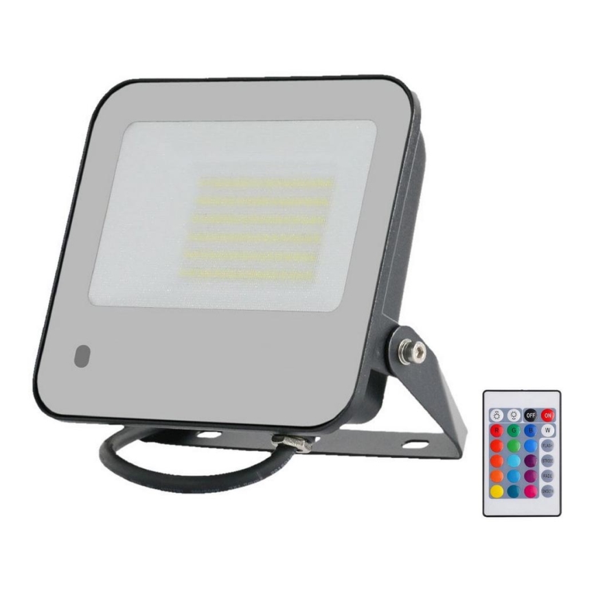 LED RGBW Stmívatelný reflektor LED/50W/230V IP65 šedá + dálkové ovládání
