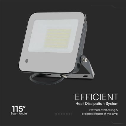 LED RGBW Stmívatelný reflektor LED/50W/230V IP65 šedá + dálkové ovládání