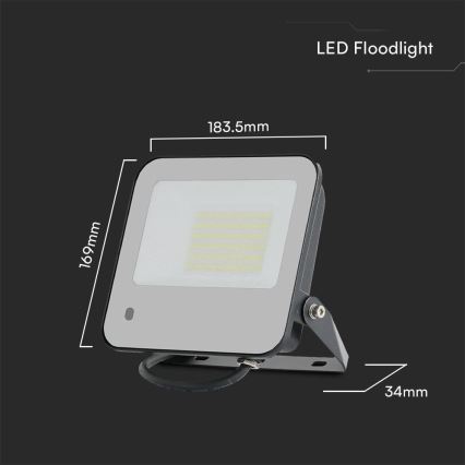 LED RGBW Stmívatelný reflektor LED/50W/230V IP65 šedá + dálkové ovládání