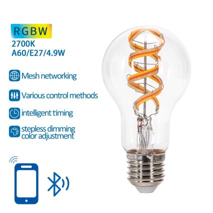 LED RGBW Žárovka FILAMENT A60 E27/4,9W/230V 2700K - Aigostar