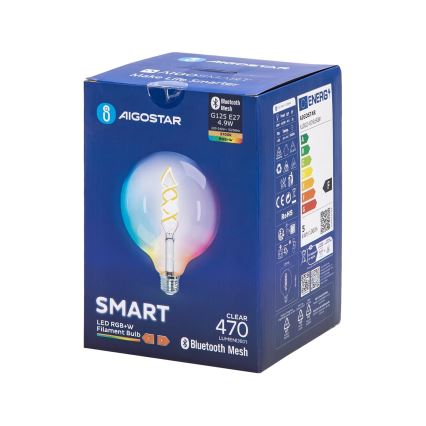 LED RGBW Stmívatelná žárovka FILAMENT MESH Smart G125 E27/4,9W/230V 2700K - Aigostar