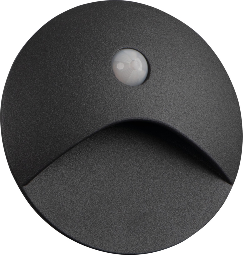 LED Schodišťové svítidlo se senzorem pohybu a soumraku EXIN LED/2,5W/230V 3000K IP65 antracit kulatý