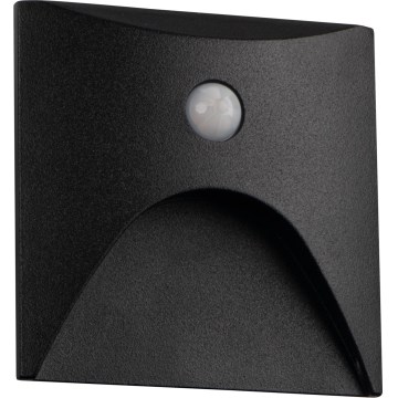 LED Schodišťové svítidlo se senzorem pohybu a soumraku EXIN LED/2,5W/230V 3000K IP65 černá hranatý