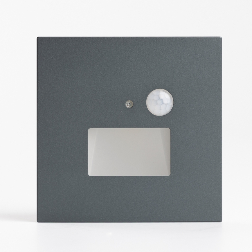 LED Schodišťové svítidlo se senzorem pohybu a soumraku LED/1,5W/230V 3000/4000/6000K antracit