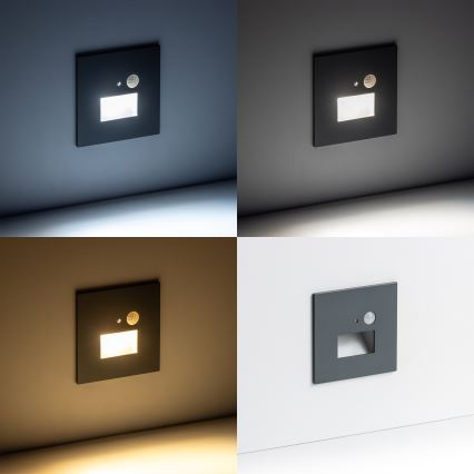 LED Schodišťové svítidlo se senzorem pohybu a soumraku LED/1,5W/230V 3000/4000/6000K antracit