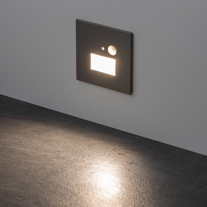 LED Schodišťové svítidlo se senzorem pohybu a soumraku LED/1,5W/230V 3000/4000/6500K šedá